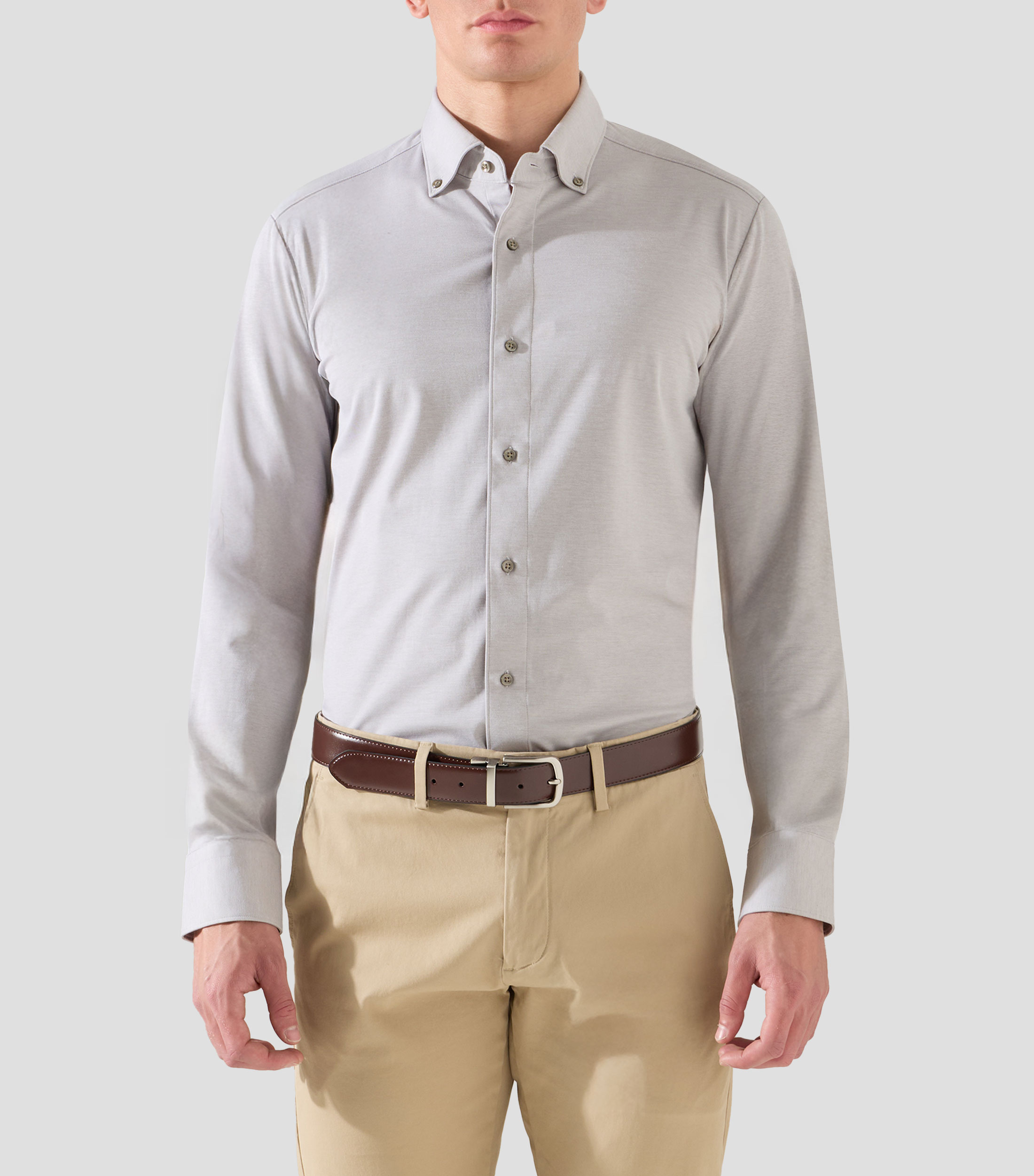 Camisa lisa con manga larga Hombre